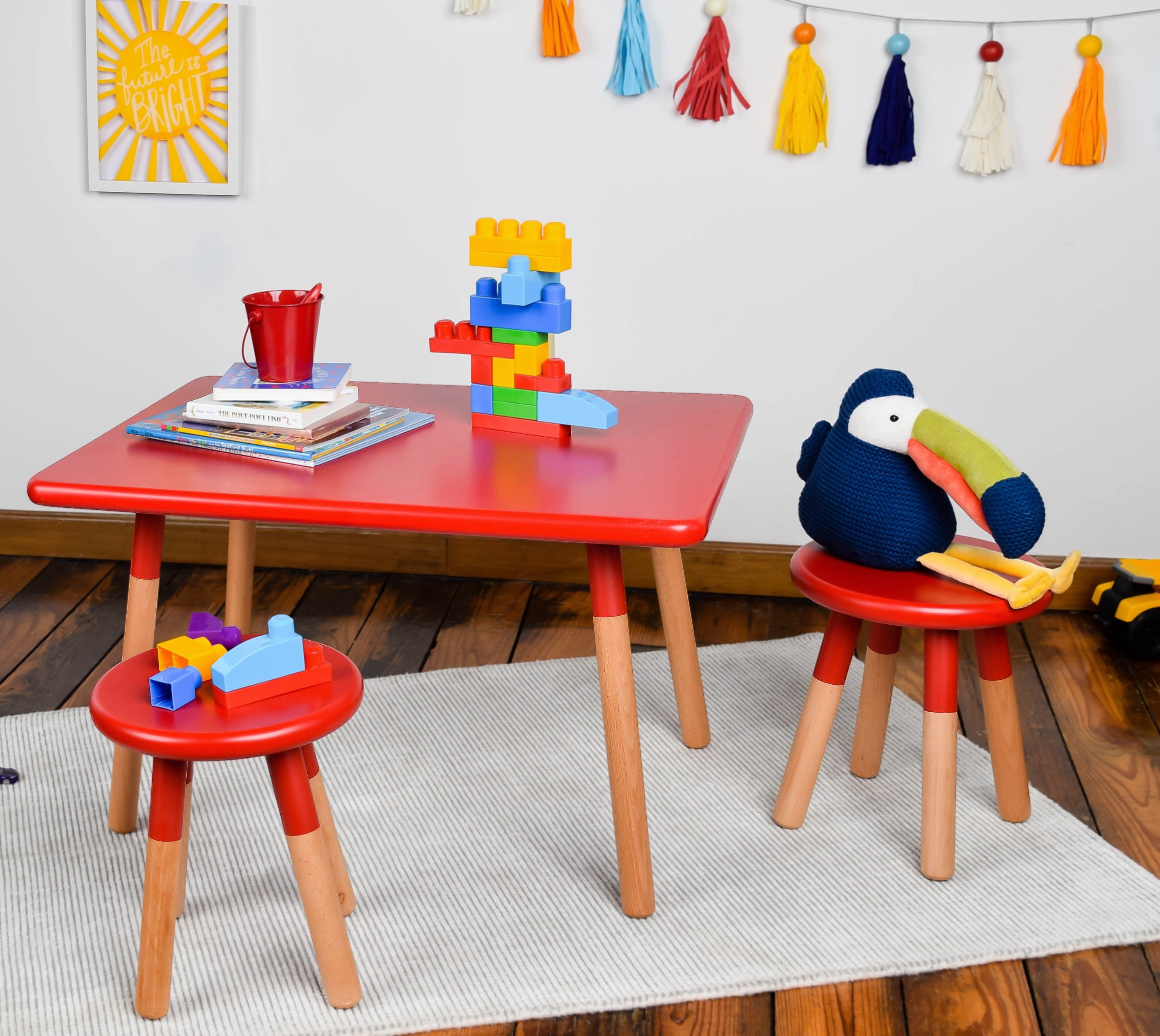 ACEssentials Kids Table and Stool Set, Multiple Colors