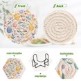 thumbnail image 4 of Yayeee 6 PCS Drink Coasters with Holder Set Woven Absorbent Round Tabletop Hot Pad, Purple Easter Eggs, 4 of 7