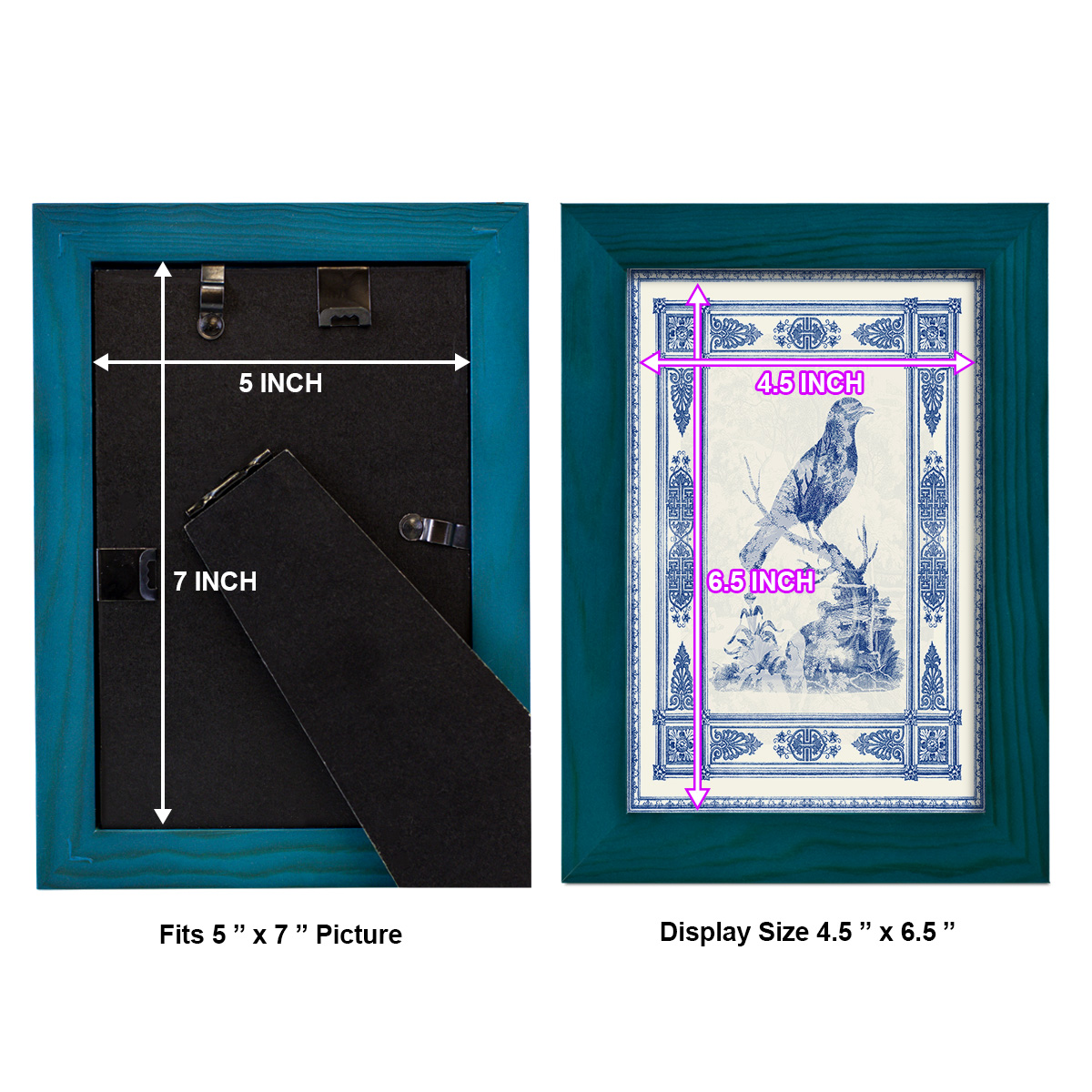 Toile de Jouy I -Framed Print w/glass-Ocean Blue