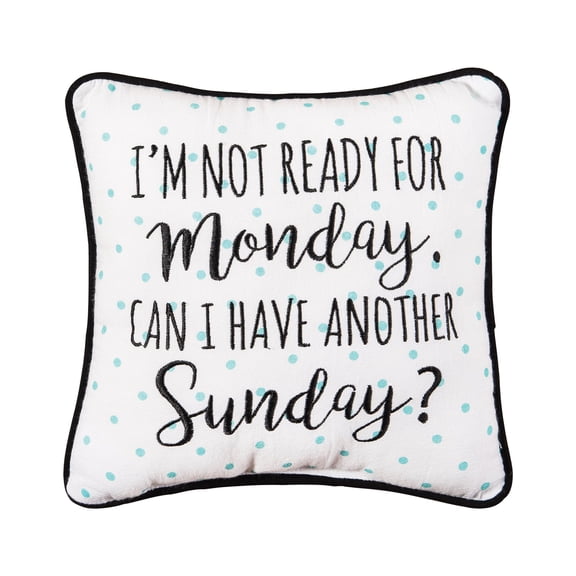 Monday Sunday Embroidered Small/Petite Accent Pillow, 10" x 10"