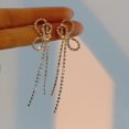 thumbnail image 5 of Pendientes de gota Pendientes colgantes de plata Pendientes de diamantes de imitación para mujer Pendientes de tuerca ligeros Nudo de cristal TUNC Sencillez, 5 of 5