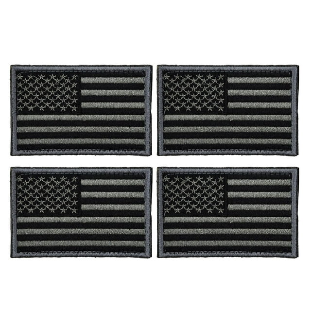 4 parches autoadhesivos de bandera de EE. UU. para uniforme militar (gris carbón)