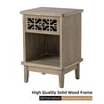 thumbnail image 5 of COZAYH Retro Rustic Nightstand Solid Fir End Table Side Table with Hand Carved Front and Open Shelf for Boho, French Country, Farmhouse Style, Distressed Gray, 5 of 7