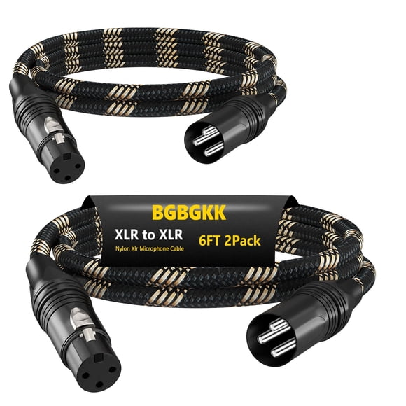 Cables XLR BGBGKK de Nylon 1.8m Paquete de 2 Macho a Hembra