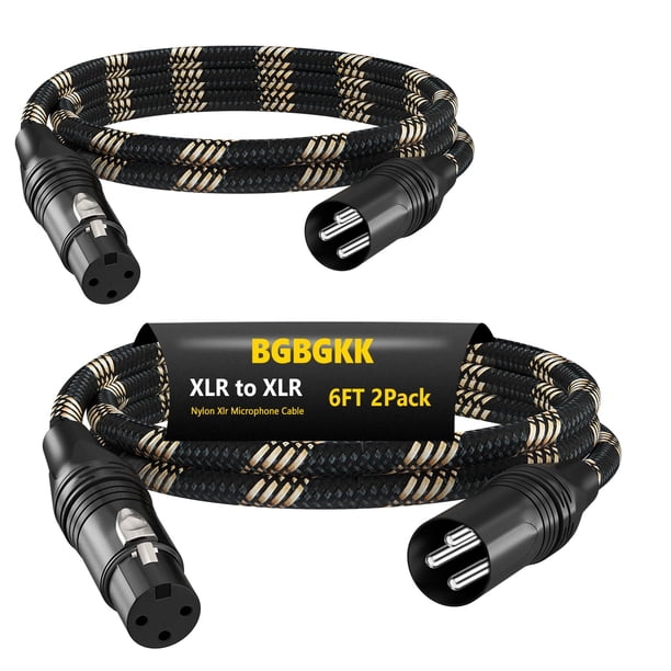 Cables XLR BGBGKK de Nylon 1.8m Paquete de 2 Macho a Hembra