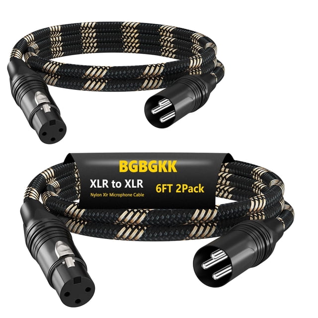 Cables XLR BGBGKK de Nylon 1.8m Paquete de 2 Macho a Hembra