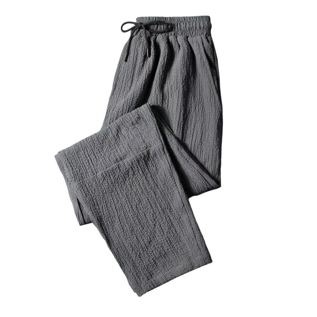 EYWGYA Men Plus Size Casual Pants,Pants for Men Solid Color Casual Loose Straight Leg Wide Pants with Drawstring Elastic Waist and Pockets Breathable for Everyday Wear Pants