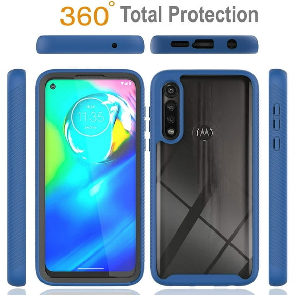 Motorola Moto G Power Case, Transparent Drop Proof Phone Cover (Blue)