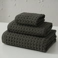 thumbnail image 4 of BemeyourBBs 100% Cotton Waffle Bath Towels for Bathroom Soft Waffle Weave Bath Towel Set Oversize Quick Dry Waffle Bath Towel Hand Towel Face Towel 3 PCS Set, 4 of 5