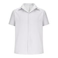 thumbnail image 5 of Ecqkame Men's Button Down Shirt Short Sleeve Turndown Solid Color Casual Breathable Tops Summer Business Dress Shirt White XL, 5 of 6