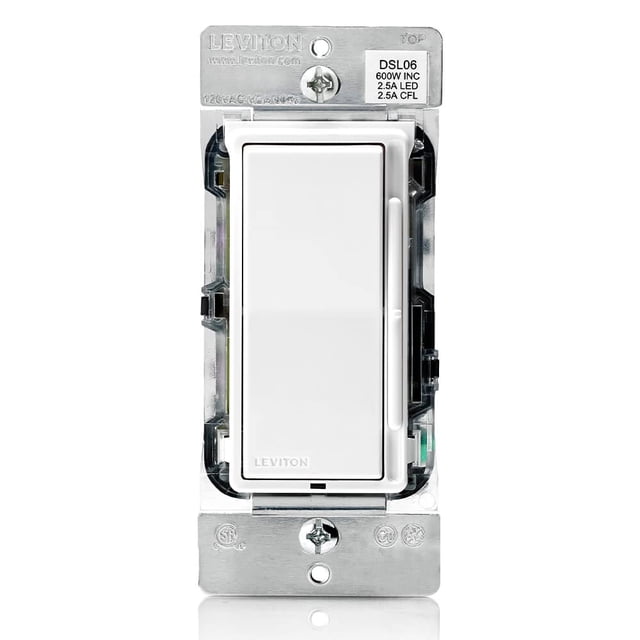 Atenuador Leviton Decora de 600 W, unipolar y 3 vías, blanco (paquete de 3)