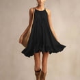thumbnail image 4 of XFLWAM Women's Halter Neck Mini Dress Sleeveless Ruffle Hem Flowy Swing Dress Casual Loose Solid Color Summer Sundress, 4 of 8