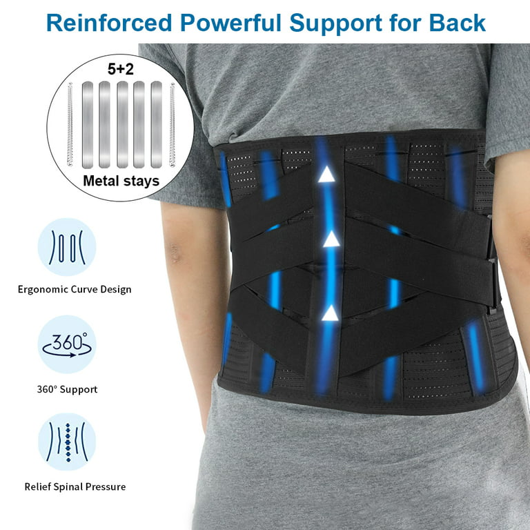 Heated Back Brace, Compression Lumbar Support Belt with Heating Pad for  Lower Back Pain Herniated Disc and Scoliosis Pain Relief, Breathable Mesh &  Metal Stays for Women and Men (XL) 
