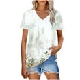 thumbnail image 2 of Tops for Women Trendy Viikei Womens Blouses and Tops Dressy,Womens Floral Tops for $5 Tops,Women's New Short-sleeved V-neck Pullover Casual Printed Fashion Top Multicolor XXL, 2 of 7