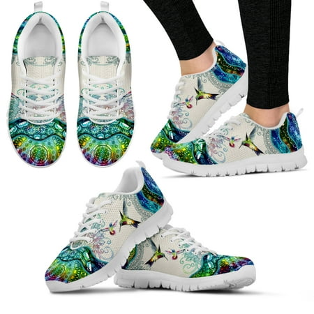 

Hummingbird Designs Comfortable Women s Sneakers Boho Print White Soft Sole Casual Sneakers Insect/animal Flats