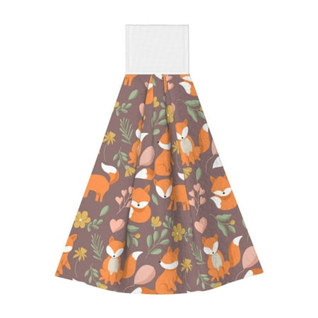 

Lukts Cute Little Fox for Coral Fleece Velcro Towel Suitable for Bathroom Kitchen Hanging Absorbent Towel Household Items