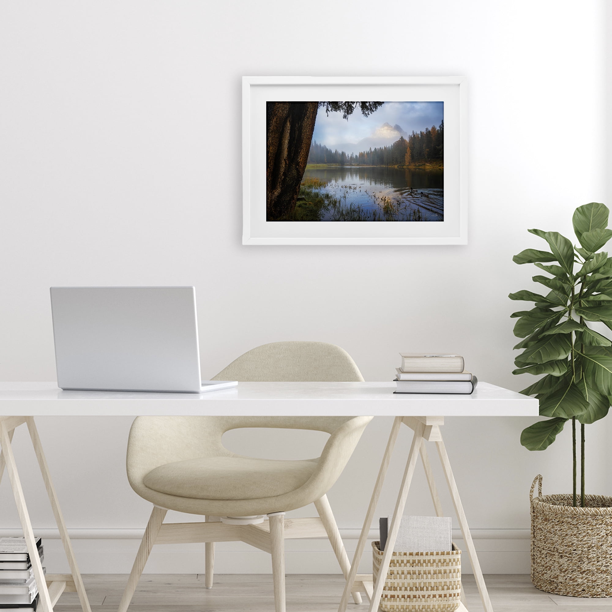 Stupell Industries Autumn Forest Reflections White Framed Print Under Glass, design by Martin Podt
