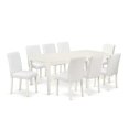 thumbnail image 2 of East West Furniture Dover 9-piece Wood Dining Set with Leather Seat in White, 2 of 6