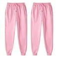 thumbnail image 5 of 2PC Sweatpants for Women High Waisted Casual Solid Elastic Waisted Long Pants Womens Drawstring Pants Trousers, 5 of 7