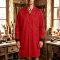 thumbnail image 2 of Kosheko Men's Long-Sleeve Work Dust Coat Notched Lapel Multi Patch Pockets Snap Front Closure for Daily Workshop Tasks Red S, 2 of 9