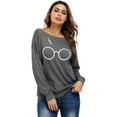 thumbnail image 4 of Purcoar Women Off Shoulder Sweatshirt Slouchy Shirt Long Sleeve Pullover Tops, 4 of 8