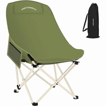 Whitsunday MC-Plus-Green Compact Backpacking Outdoor Chair with Side Pocket, Green