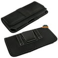 thumbnail image 2 of For Apple iPhone 14 Pro Max Rugged Canvas Cellphone Belt Clip Cover Holster Pouch Holder with Belt Loops Universal Horizontal Carrying Case - Black, 2 of 6