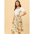 thumbnail image 3 of Falda a Media Pierna Allegra K con abertura En la Cintura y Estampado floral para Mujer Amarillo XL, 3 of 5