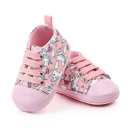 

Actoyo Beautiful Baby Girls Unicorn Canvas Sneakers Soft Sole High-Top Ankle Infant First Walkers Crib Shoes Pink 0-6 Months