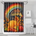 thumbnail image 1 of Rideaux de Douche Citrouille Arc-en-Ciel Bonjour Automne, Rideau de Bain Réutilisable avec Crochets en Tissu Polyester Rétro pour Décoration de Fête de l'Action de Grâce, 1 of 5
