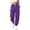 Purple, variant on Women's Leopard Print Curved Leg Pants with Pockets Elastic Waist Loose Fit Casual Trousers
