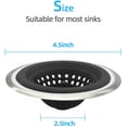 thumbnail image 2 of Juego de 2 coladores de silicona inoxidable para fregadero de cocina, escurridores de silicona flexibles para fregadero de cocina, borde ancho grande de 4,5 pulgadas de diámetro (negro), 2 of 4