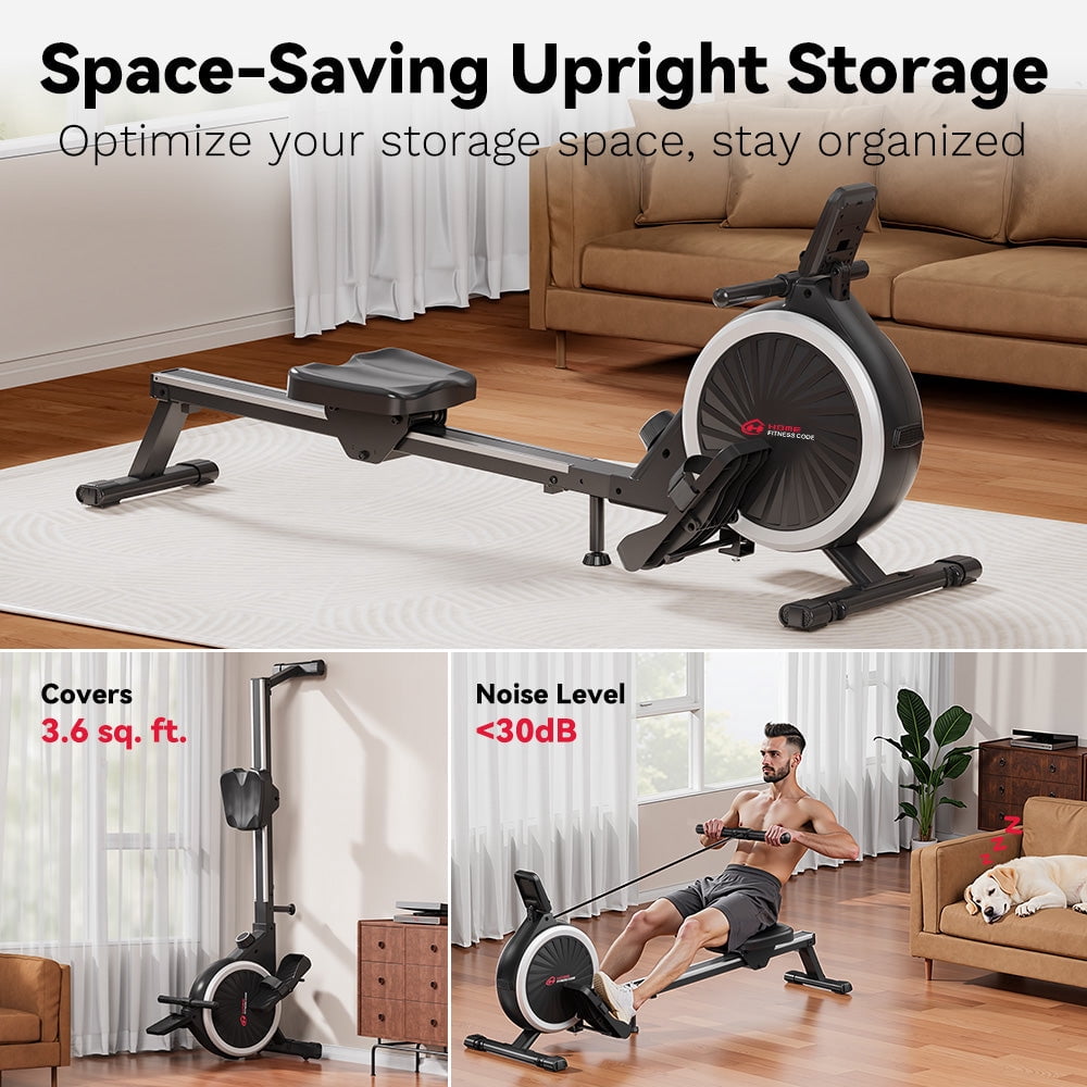Magnetic Rowing Machine for Home Workout, 16 Level Adjustable Resistance with LCD Monitor 330 lbs Weight Capacity