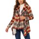 thumbnail image 1 of Abrigo delgado con cuello de solapa asimétrico de cuadros para mujer Inspire Chic XS rojo marrón, 1 of 6