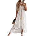 thumbnail image 1 of Vestido Largo Vestido largo bohemio de encaje para mujer Vestido suelto de verano con hombros descubiertos (Blanco XL) Cgtredaw Para estrenar, 1 of 1