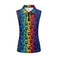 thumbnail image 4 of Chririnla Rainbow Paws Golf Shirt for Women Collared Tennis Tank Top with Zip Summer Quick Drying Golf T-Shirt Size S, 4 of 7