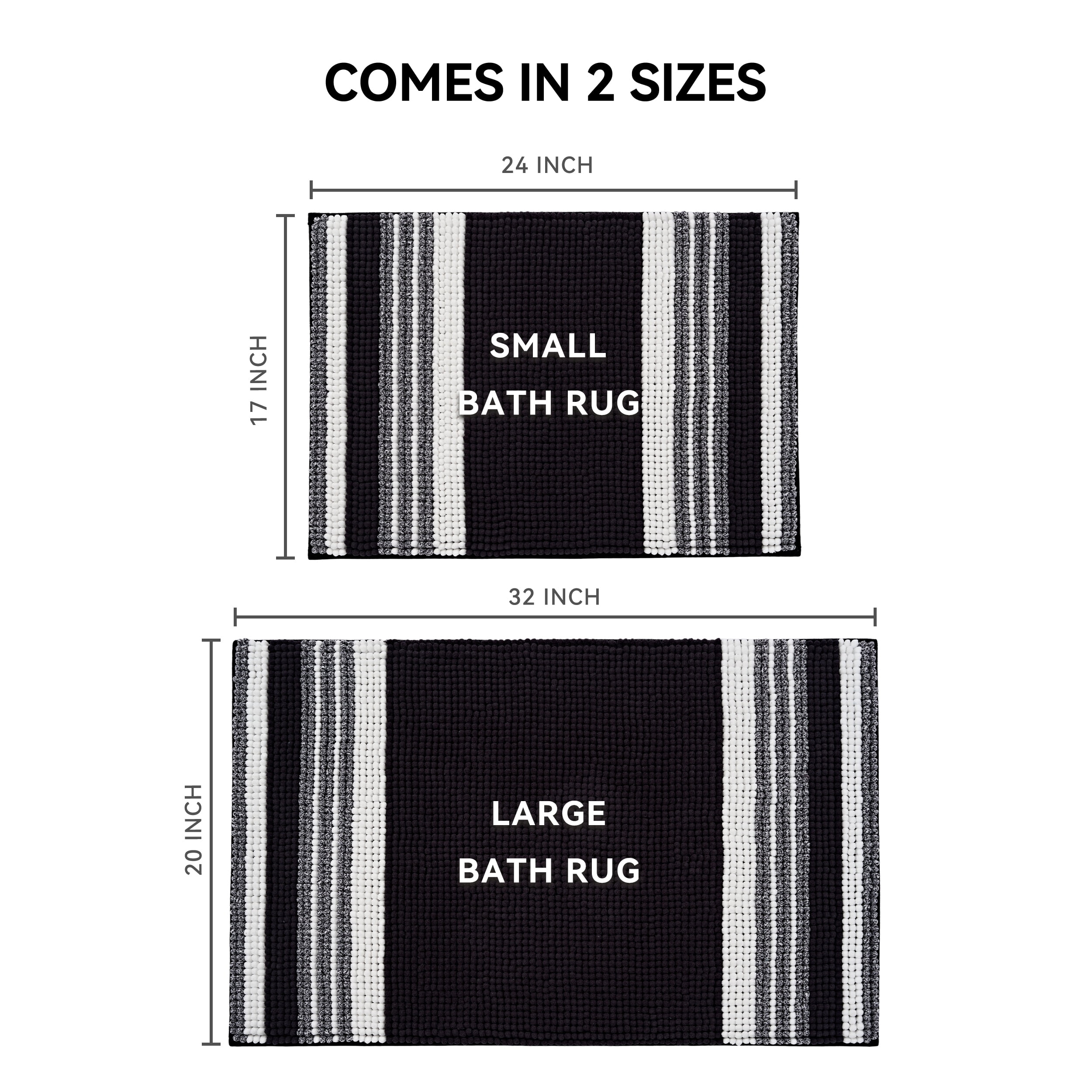 Mainstays Performance Foam Noodle Bath Rugs, 17"x24" Black