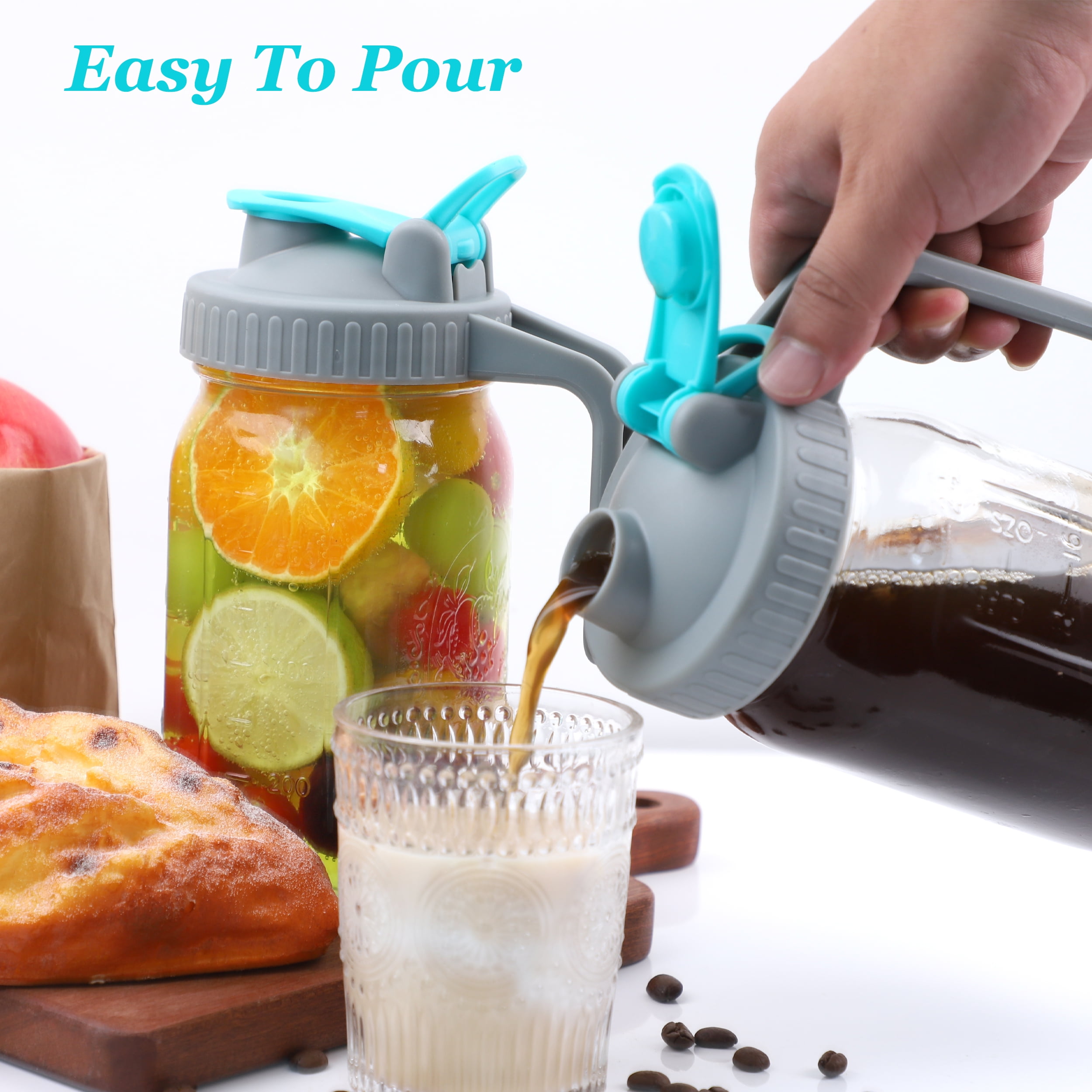 64 Oz Mason Jar Pitcher With V-Spout Lid - Leak Proof For Iced Tea, Breastmilk, Juice, Sun Tea