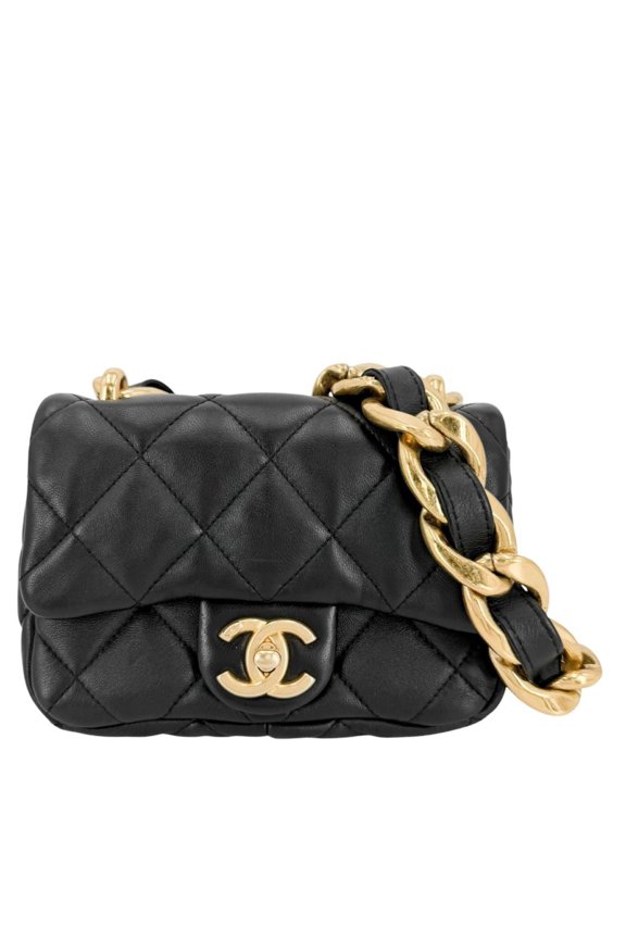 Pre-Owned Chanel Women's Matelass Shoulder Bag, Coco Mark, Chain Strap, Square Mini Lambskin,...