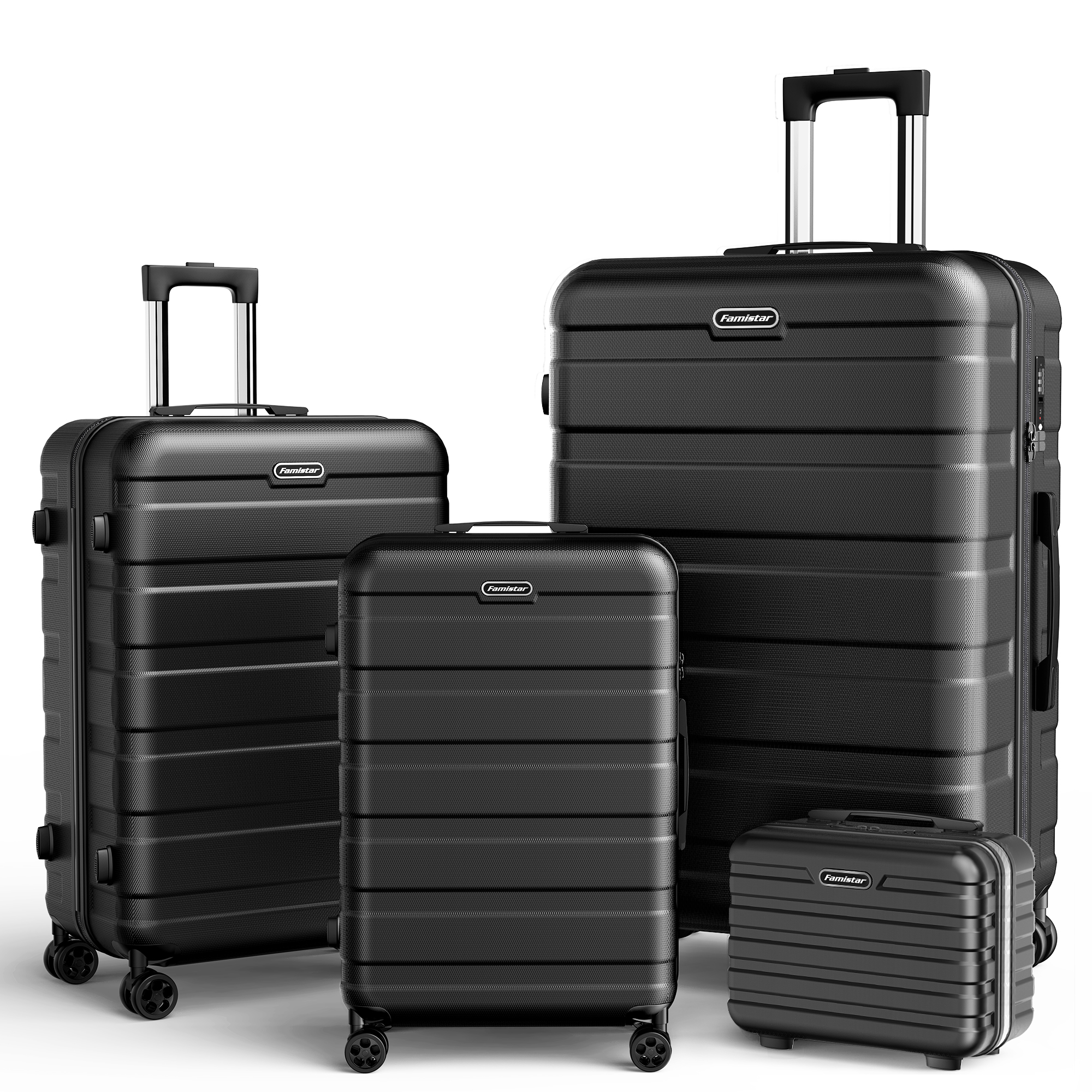 Famistar 4 Piece Hardside Luggage Suitcase Set with 360° Double Spinner