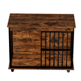 thumbnail image 6 of ZephyPaws 44in Dog Crate Furniture,Wooden Dog Kennel Indoor with Double Doors, Dog Cage with Wheels,Dog House Side End Table for Large Dogs up to 85 lb,Brown Black, 6 of 8