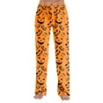 thumbnail image 7 of Halloween Pumpkin Printed Pajama Pants for Women, Soft Comfy Elastic Waist Lounge Sleepwear Trousers, Holiday Nightwear,Ginger XL, 7 of 7