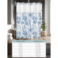 thumbnail image 6 of No Hook Shower Curtain with Snap in Liner Abstract Off White Floral Shower Curtain -Fabric Waterproof Inner Liner, Watercolor Plants Flowers Leaf Shower Curtains Washable 36"x72", 6 of 9