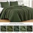 thumbnail image 5 of Chezmoi Collection Austin Queen Oversized Bedspread Set, 3-Piece Lightweight Microfiber Quilted Coverlet for All Seasons, Olive Green, 5 of 9
