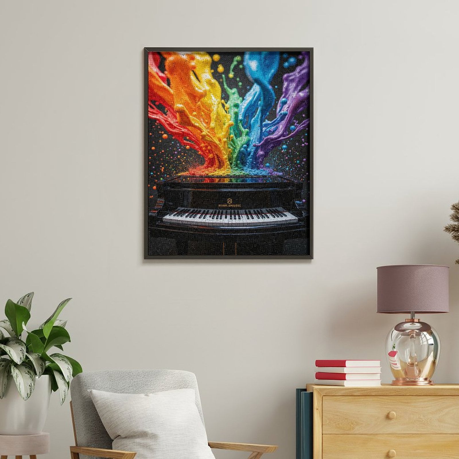 Paint by Numbers Kit for Adults, Colorful Piano Splash Art Paint by Numbers, Easy Paint by Numbers Kit for Adults Beginner, DIY Adult Paint by Number Kits on Canvas, Home Decor