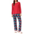 thumbnail image 1 of Conjunto de pijamas familiares de cuadros para mujer, camisetas de manga larga y pantalones, color rojo, 1 of 4