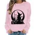thumbnail image 3 of Jsaierl Womens Halloween Sweatshirts Funny Witch Graphic Pullovers Fall Holiday Round Neck Long Sleeve Sweater Tops Halloween Party Supplies, Sizes S-2XL, 3 of 7