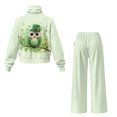 thumbnail image 5 of SCRAWLGOD St. Patrick's Day Owl Clover Print Light Green Sweatsuits for Women 2 Piece Outfit Matching Lounge Sets Fall Outfits Fashion Clothing Turtleneck Pullover Track Suits for Casual Wear, XL, 5 of 7