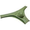 thumbnail image 3 of Botmois Men Cheeky Briefs Underwear Low-rise 1/2 Hip Booty Panties Gloss Slip Bikini Briefs Army Green L, 3 of 3