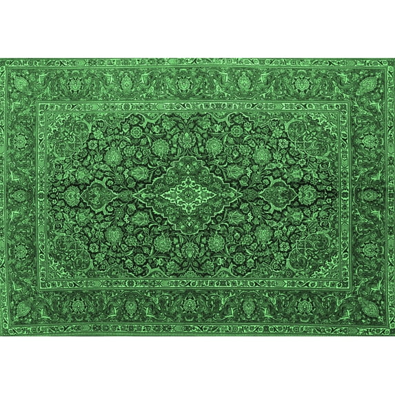 Ahgly Company Indoor Rectangle Medallion Emerald Green Traditional Area Rugs, 5' x 7'